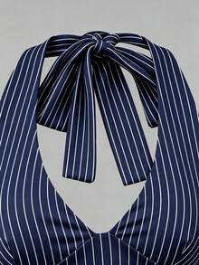SHEIN Phong cách giản dị, tối giản, cổ điển, thanh lịch, đa năng, ấm áp, màu xanh navy kẻ sọc, trang phục đi biển, trang phục đi nghỉ mát, trang phục mùa hè cho nữ, áo tank top nữ. - Nhiều màu - Xem 6