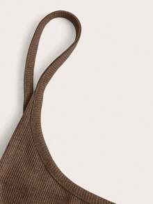 EgrlEra Women's Summer Solid Color Slim Fit Crop Top Camisole - Brown - View 4