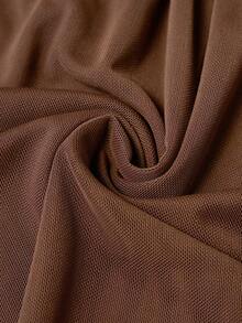 SOLERSUN Women's Summer Brown Mesh Patchwork Sexy Elegant Ruffled Hem Twist Bodycon Mini Dress Party Cocktail - Brown - View 9