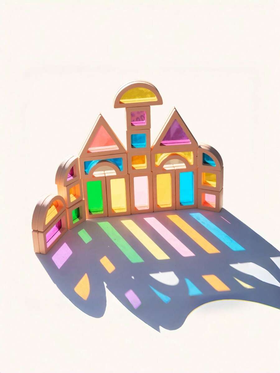 MINKOJA Wooden & Acrylic Sunlight & Color Blocks – Creative Stacking Toy For Cognitive Development & Parent-Child Interaction
