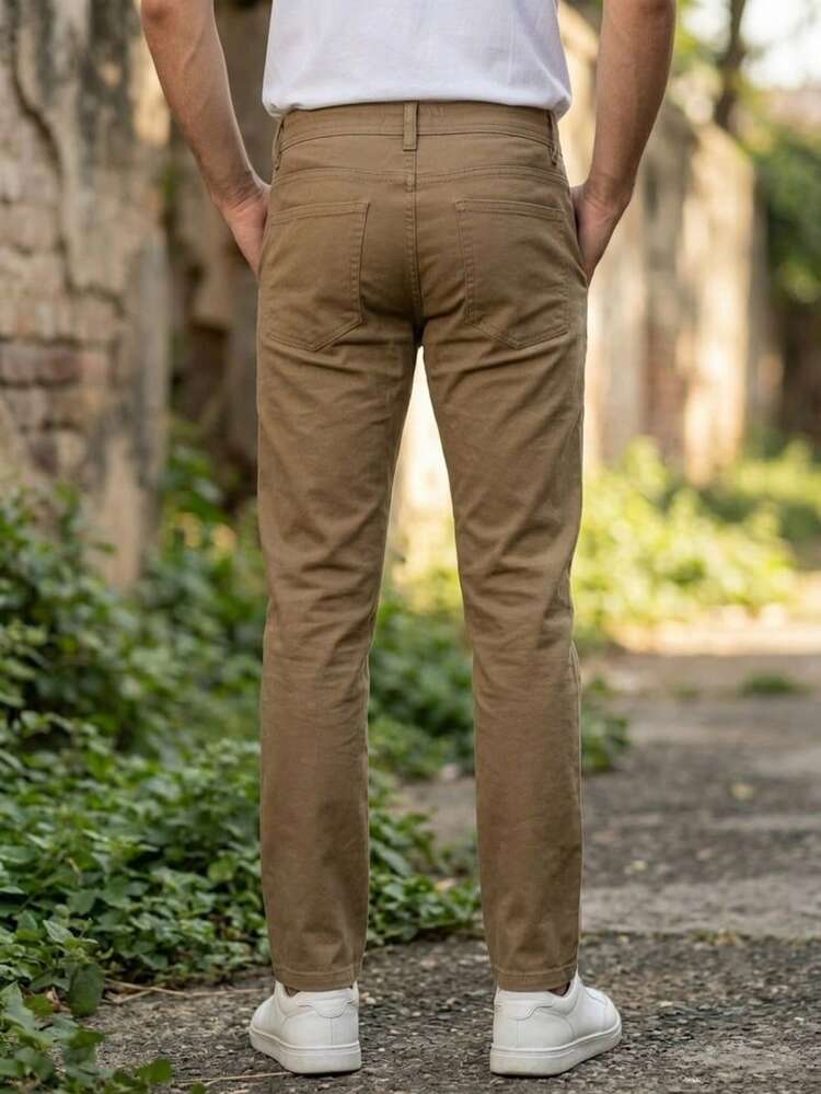 Men's Trench Coat Pants - 咖啡棕 - 查看 2