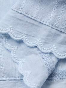 Dazy Plus Plus Size Women Striped Short Sleeve Button-Up Top And Shorts Pajama Set Summer - Baby Blue - View 3