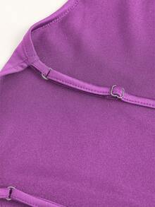 Sweetra Áo tank top cổ cao kiểu yếm thanh lịch, thiết kế cơ bản với dây thun điều chỉnh được ở phía sau. - Màu tím  Violet - Xem 5