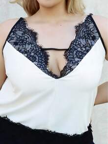 CHERRY TINTT SELECTION 大尺碼女款杏色蕾絲細肩帶背心休閒款 - 杏色 - 查看 3