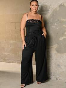 Lele Munniz 2 Stücke Große Größen Lässig Hose Set in Schwarz und Grau - Verschiedenfarbig - Übersicht 2