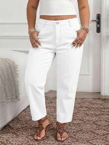 EMERY ROSE Jeans pitillo con bolsillos para mujer de talla grande - Blanco - Ver 8