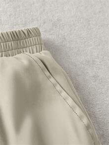 CURVE Conjunto de 2 piezas de camisa y pantalones cortos de aspecto vaquero minimalista casual de primavera temprana para mujer de talla grande - Albaricoque - Ver 5