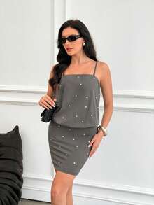 Vecteezy Women's Summer White Sequin Sexy Detachable Strap Fitted Mini Dress, Essential For Street, Music Festival, Afternoon Tea Golf - Black - View 6