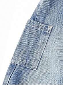 SHEIN 男童休闲浅蓝色牛仔裤，舒适棉质面料，锥形裤型，四季皆宜，适合日常穿着、室内外活动、旅行和度假。 - 淺色水洗藍 - 查看 5