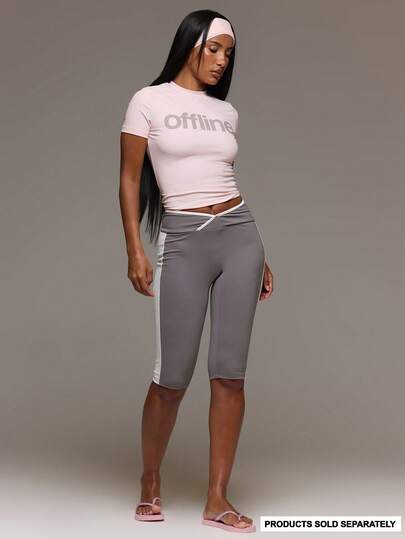 MUSERA Dipped Contrast Hem Side Stripe Fitted Capri Pants Cute Everyday Daily Lounge Airport Holidays Vacation Summer Spring Altitude
