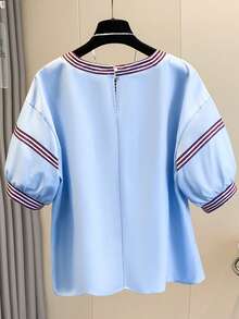 Resyla Plus Size Summer Casual Colorblock Striped Floral Print Shirt - Multicolor - View 2