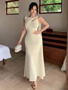 DAZY Đầm midi xòe thanh lịch dành cho nữ, có thắt eo, thích hợp cho mùa xuân và mùa hè. - Pearl White - Xem 6
