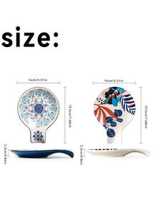 Cirelle 1pc Ceramic Spoon Rest For Kitchen Counter, Floral Mandala Porcelain Spoon Holder For Stove Top, Decorative Ladle Utensil Holder - Multicolor - View 6