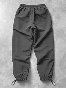 Sport MetroGents Men's Letter Print Drawstring Waist Casual Versatile Daily & Sports Pants, Gym - Dark Grey - View 2