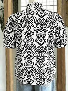 Linhara Plus Size Men's All-Over Print Summer Casual Boho Short Sleeve Shirt Vacation White - Multicolor - View 2