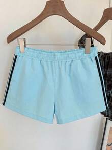 Comfortcana 2 chiếc quần short nữ cạp chun kẻ sọc dáng rộng, thích hợp cho mùa hè và mùa đông, đi chơi thường ngày, thể thao, phong cách Y2K, Giáng sinh, Năm mới. Quần short màu nâu Y2K, trang phục mùa hè cho nữ. - Nhiều màu - Xem 5