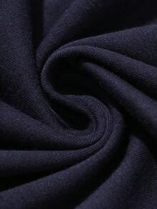 DAZY Contrast Color Patchwork Round Neck Casual Loose Maternity Long Dress With Short Sleeves, Spring/Summer Sun Dresses For Women - Navy Blue - View 9