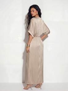Rafferiza Women's Long Dress With Textured Pastal Color Golf Summer Sexy - Khaki - View 2