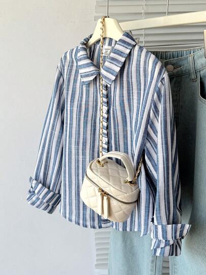 Girlism Tween Girls Rainbow Striped Long Sleeve Blouse, Casual Loose Comfortable Shirt For Summer, Graduation, Back To School, Vacation, Holiday, Lunch, Music Festival, Outdoor