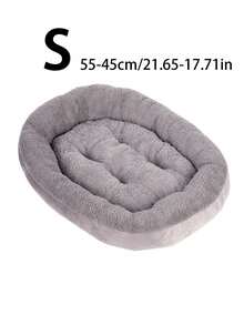 1 chiếc đệm ngủ tròn bằng vải nhung mềm mại dành cho thú cưng nhỏ/vừa, dày dặn, ấm áp, màu xám đậm, đệm ngủ mềm mại cho mèo/chó. - Màu xám đen - Xem 14