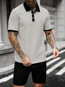 Manfinity CasualCool Bộ đồ polo nam tay ngắn, chất liệu vải có họa tiết, thích hợp cho các buổi đi chơi, tụ họp và kỳ nghỉ. - Màu be - Xem 6