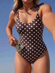 Swim Mod Plus Size Women One-Piece Random Print Sporty Casual Swimsuit - Multicolor - View 7