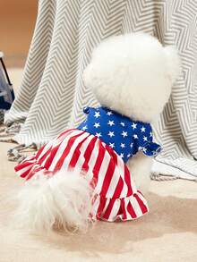 PETSIN 1 pezzo Vestito carino per animali domestici con motivo a stelle e strisce patriottico - Multicolore - Visualizzare 6