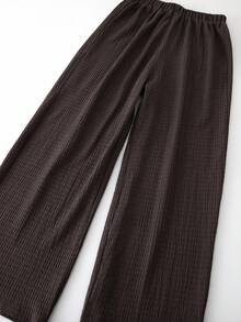 SHEIN Conjunto de 2 piezas con top de punto con hombro asimétrico a rayas y pantalones con cordón para niña preadolescente - Multicolor - Ver 14