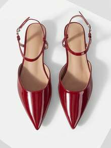 Mnmlis Women's Elegant Pointed Toe Slip-On Flats, Minimalist Design For Commuting For Christmas - Red - View 1
