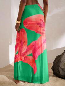 Travachic Plus Size Knitted Mesh Printed Low Waisted Bodycon Mermaid Hem Women Skirt,Bohemia Sexy Beach Emerald Green Summer - Multicolor - View 4