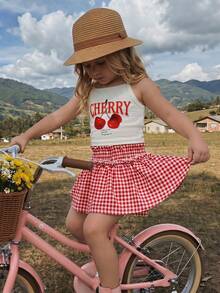 Emery Rose Kids Emery Rose Kids 女童樱桃印花吊带背心和格子短裤套装 - 彩色 - 查看 4