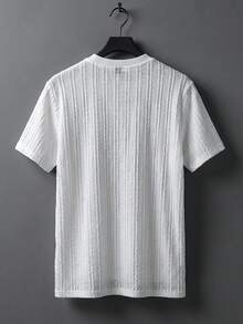 Manfinity CasualCool Áo thun nam màu trắng dệt kim, chất liệu có họa tiết, kiểu dáng giản dị, phù hợp mặc ở nhà. - trắng - Xem 4