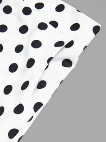 Elenzga Nueva falda con abertura a lunares en blanco y negro, estilizadora, versátil, adecuada para el trabajo y el uso casual, verano - Blanco - Ver 7