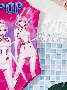 SHEIN Bộ đồ bơi liền thân tối giản, thoải mái dành cho bé gái, thích hợp cho mùa hè. - Nhiều màu - Xem 4