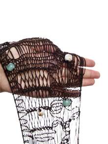 LYSMO Áo len siêu ngắn gợi cảm dành cho nữ, đính cườm và khoét lỗ. - Cà phê nâu - Xem 9