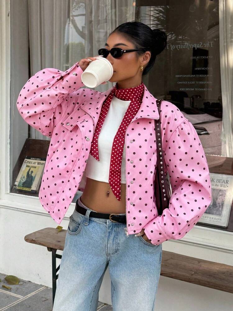 Muchica Women's Plaid Zip-Up Casual Versatile Daily Wear Long