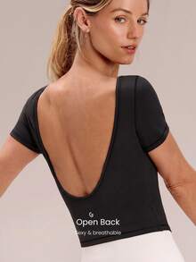 GLOWMODE Optidry Quick-Dry Open-Back Tee Daily Casual Quick Dry Moisture Wicking Gym - Black - View 3