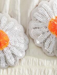 FairyFlirt White Rhinestone Decor Shiny Floral Pattern Romantic Cute Ladies Nipple Cover & Chafing Gel Pads - White - View 5