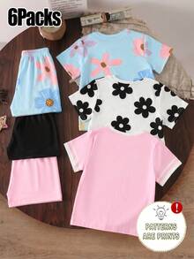 Set Young Girls' SS26 Vacation Casual Comfortable Fashion Series: Tie-Dye Colorful Relaxed Minimalist Short Sleeve T-Shirt And Loose Shorts - Multicolor - View 2