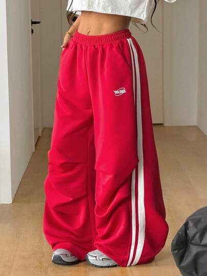 Coolane Women's Summer Streetwear Going Out Casual Sportswear Graphics Baggy Red Pants