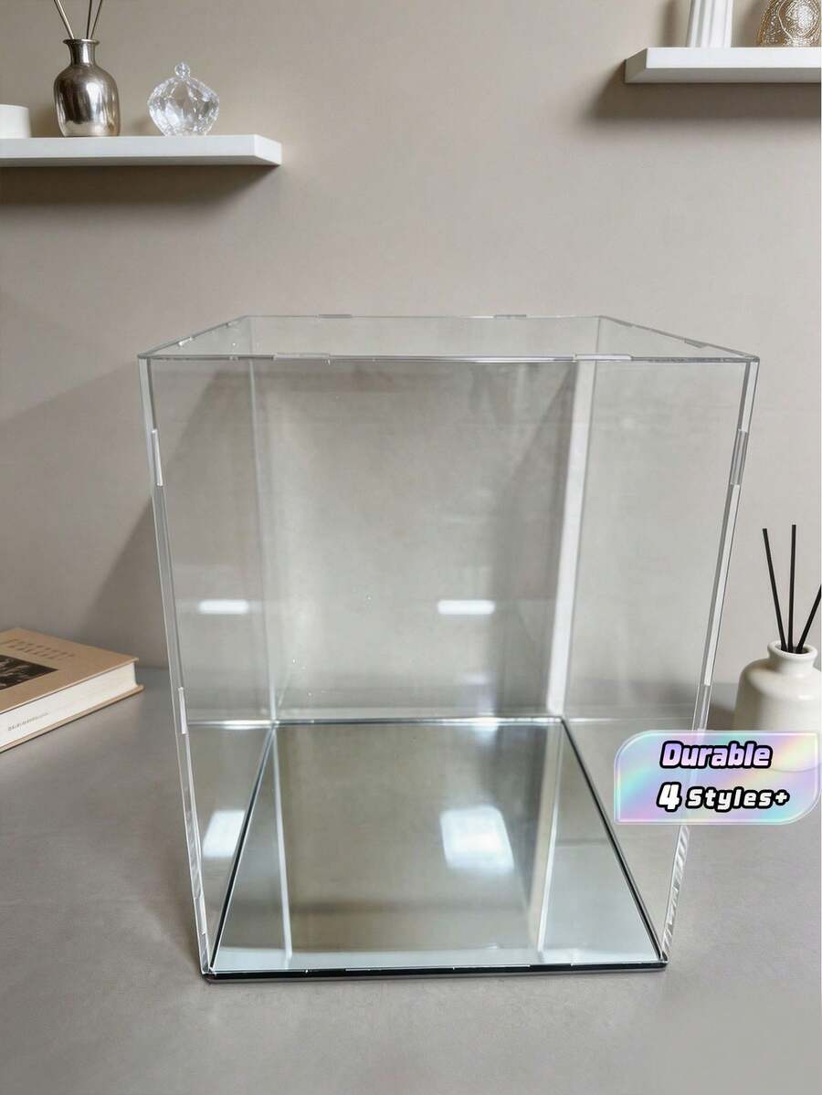 Acrylic Display Cabinets/Showcases/Glass Cabinets/Entrance Decorative Dustproof Display Cabinets (High-Definition Thick Acrylic Modules + Mirror-Like Bases), Suitable For Displaying Sculptures/Gifts/Models - Black Background + Mirror Finish - View 1