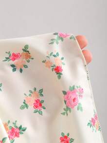 Sweetra Lace Trim Button Decor Pure Ditsy Floral Vacation Slip Dress - Multicolor - View 6