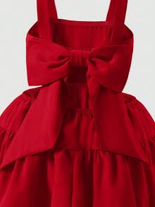 SHEIN 少女镂空刺绣荷叶边连衣裙 夏季假日 - 紅色 - 查看 8