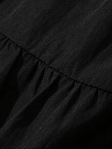 FRIFUL Áo tank top nữ dáng rộng, màu trơn, kiểu dáng tối giản, viền bèo nhún, dây bản rộng, thích hợp mặc hàng ngày đi làm, mùa hè. - màu đen - Xem 3