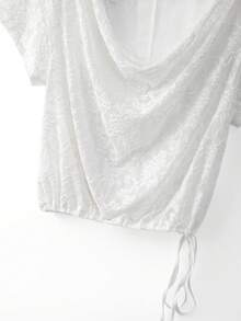 GlowEve CURVE Plus Size Women Jacquard Knit Top Romantic Elegant Suitable For Dates Wedding Guest Versatile Semi-Sheer Vacation Fashion T-Shirt Spring Summer White - White - View 6
