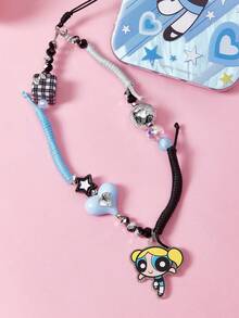 THE POWERPUFF GIRLS X SHEIN 时尚可爱卡通狗亚克力手工串珠手机链手机挂绳手机吊坠 - 彩色 - 查看 2