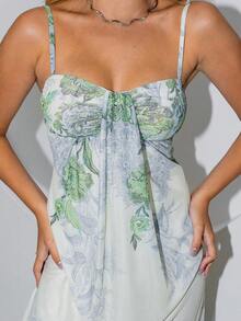 Bela Noronha Robe d'été élégante à bretelles fines avec imprimé floral, couleur abricot - Multicolore - Voir 6