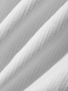 Dazy Plus Minimalist Striped Button Decor Short Pajama Bottoms, Plus Size Women's White Sleepwear Bottoms For Spring & Summer - White - View 3