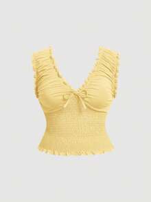 SHEIN MOD Plus Size Vintage Red Camisole Tank Top - Light Yellow - View 1