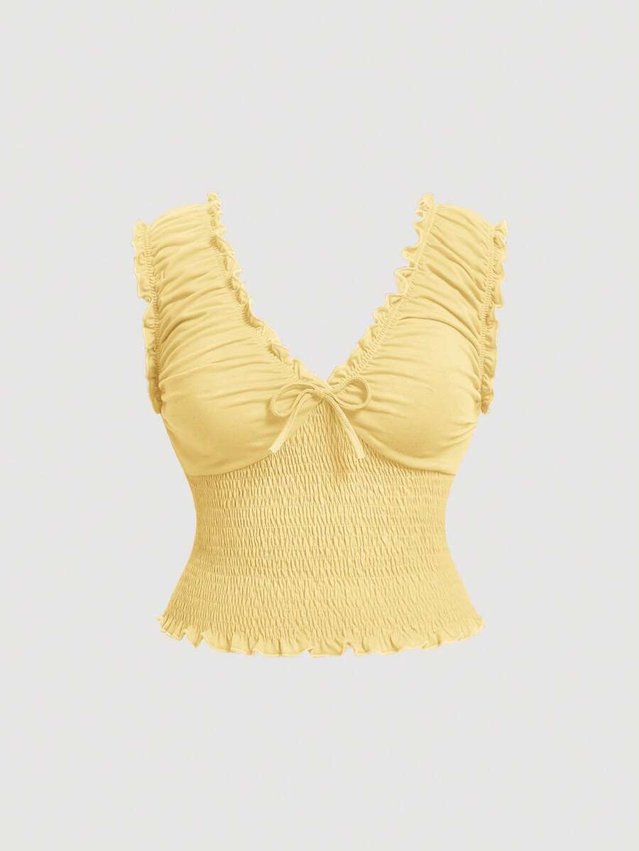 SHEIN MOD Plus Size Vintage Red Camisole Tank Top - Light Yellow - View 1